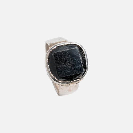 Silver Black Onyx Statement Ring for Women | Classic Cushion-Cut Stone in 925 Silver