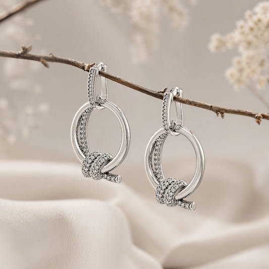 Knot Hoop Drop Earrings