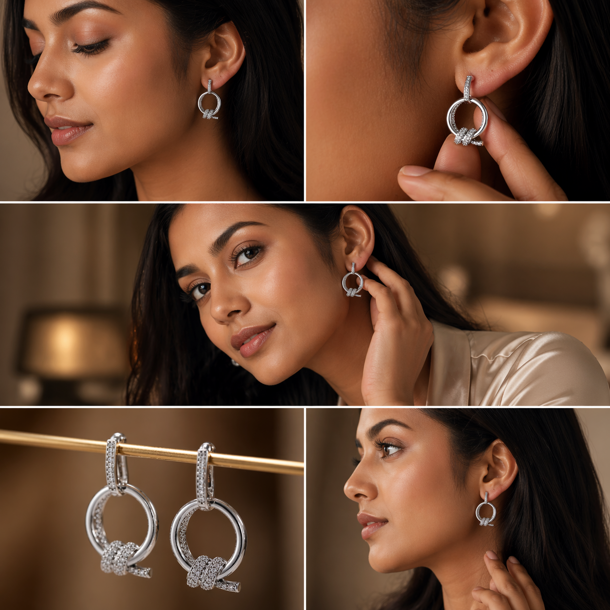 Knot Hoop Drop Earrings