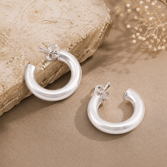 925 Sterling Silver Minimal Hoop Earrings
