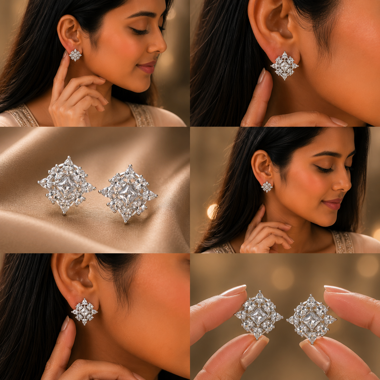 Sparkling CZ Floral Stud Earrings for Women