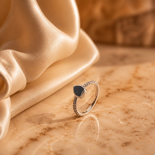 925 Sterling Silver Black Stone Minimal Ring