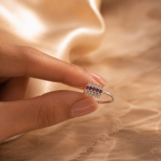 Ruby & Zircon Elegant Band Ring