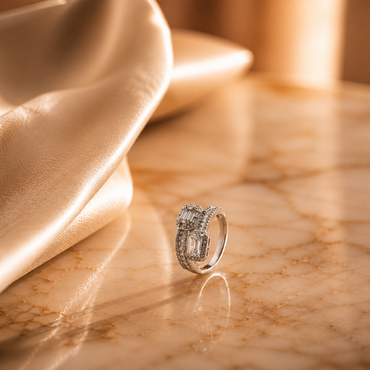 Double Emerald Cut Zircon Ring