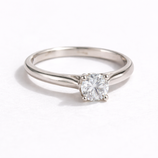 Silver Classic Solitaire Ring for Women | Elegant Round-Cut Stone in 925 Silver