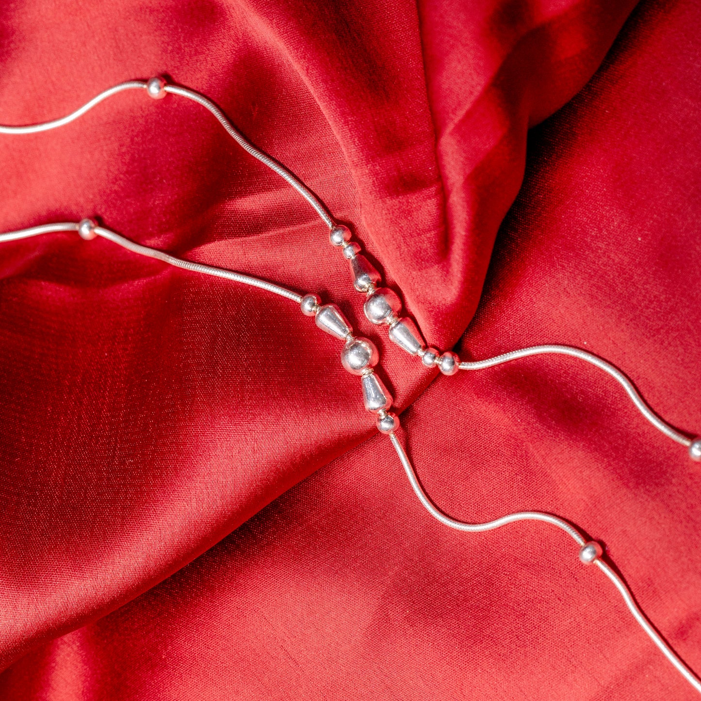 Minimal Bead Accent Silver Anklet