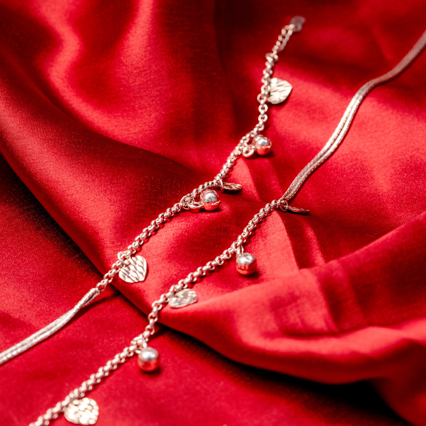 Love Charm Silver Anklet