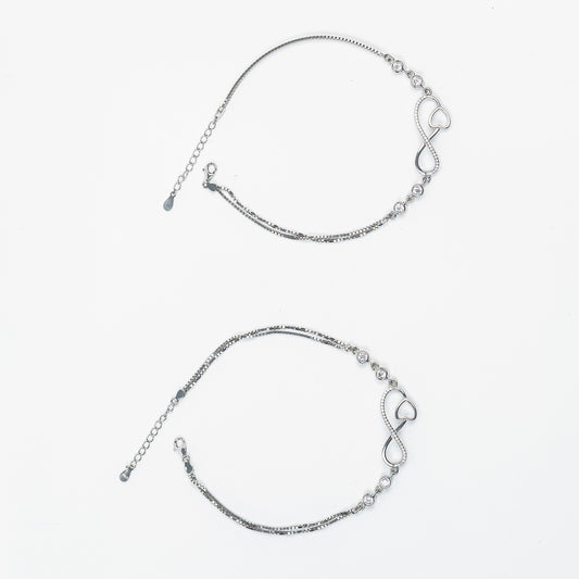 Eternal Love Infinity Heart Silver Anklet