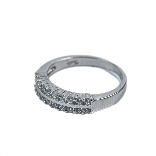 Minimal Halo Knot Silver Zircon Ring