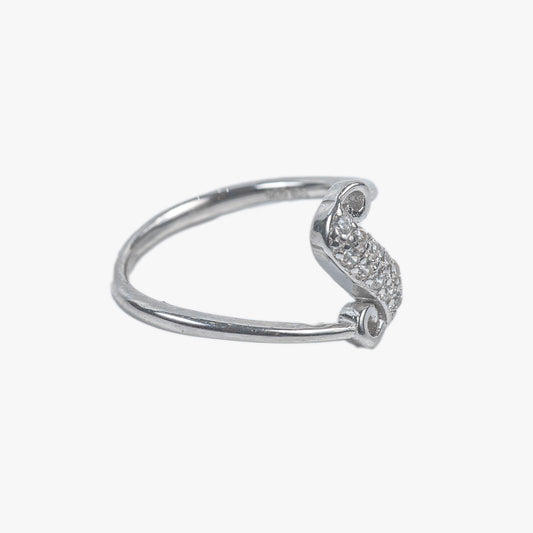 Grace Curve Open-End 925 Sterling Silver Zircon Ring
