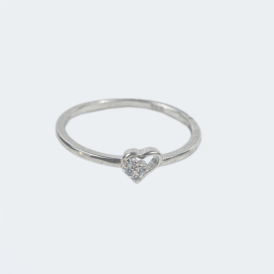 Minimal Floral Zircon Silver Ring – 925 Sterling Silver