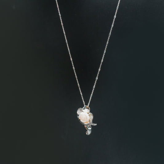 Ivory Bloom Silver Pendant Necklace
