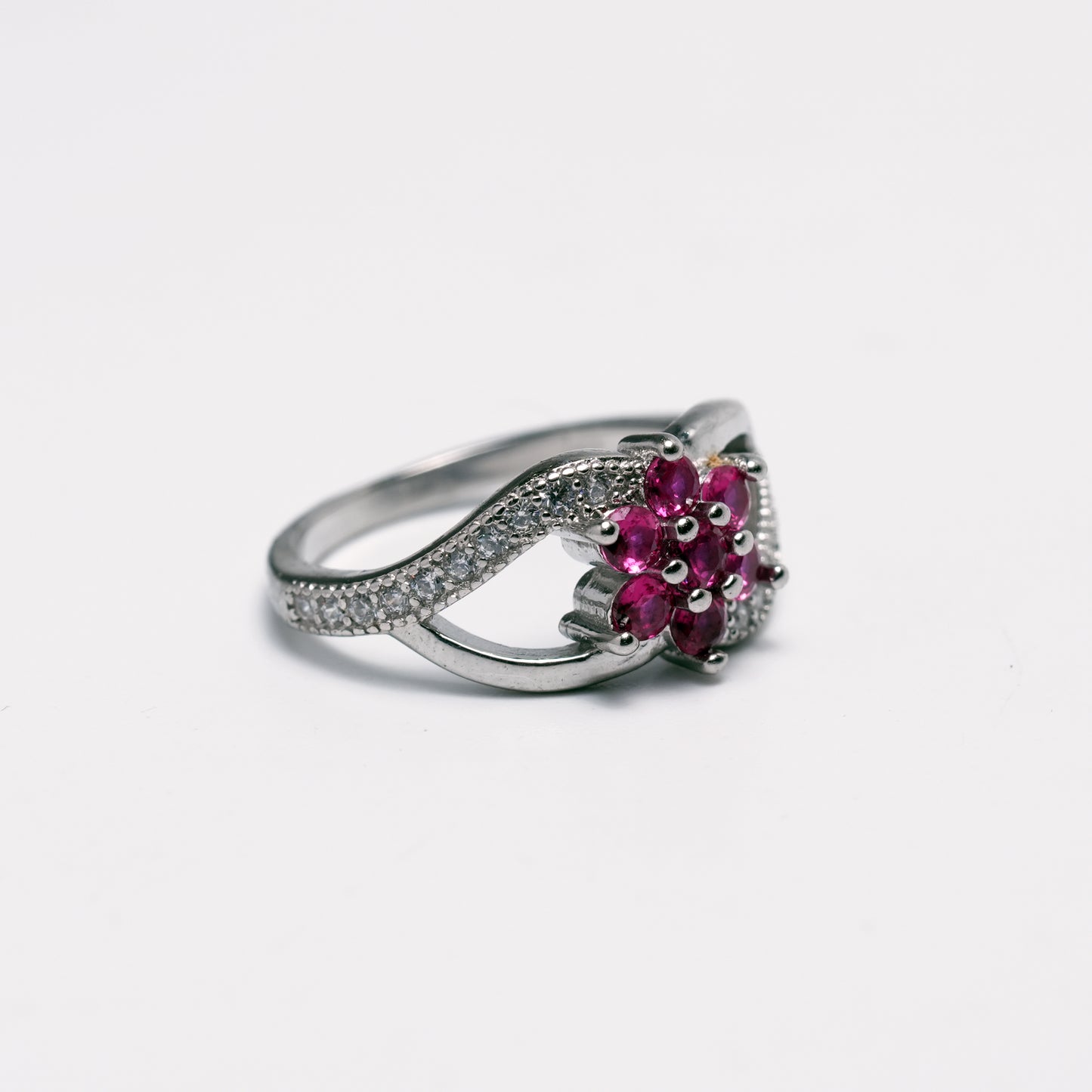 Blush Bloom Infinity Silver Ring