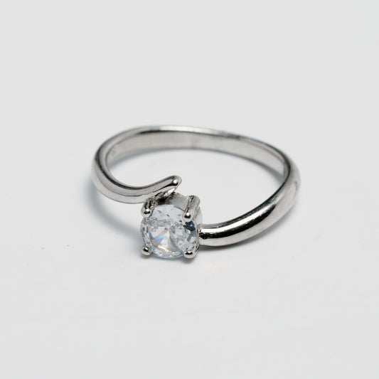 Classic Solitaire Silver Ring