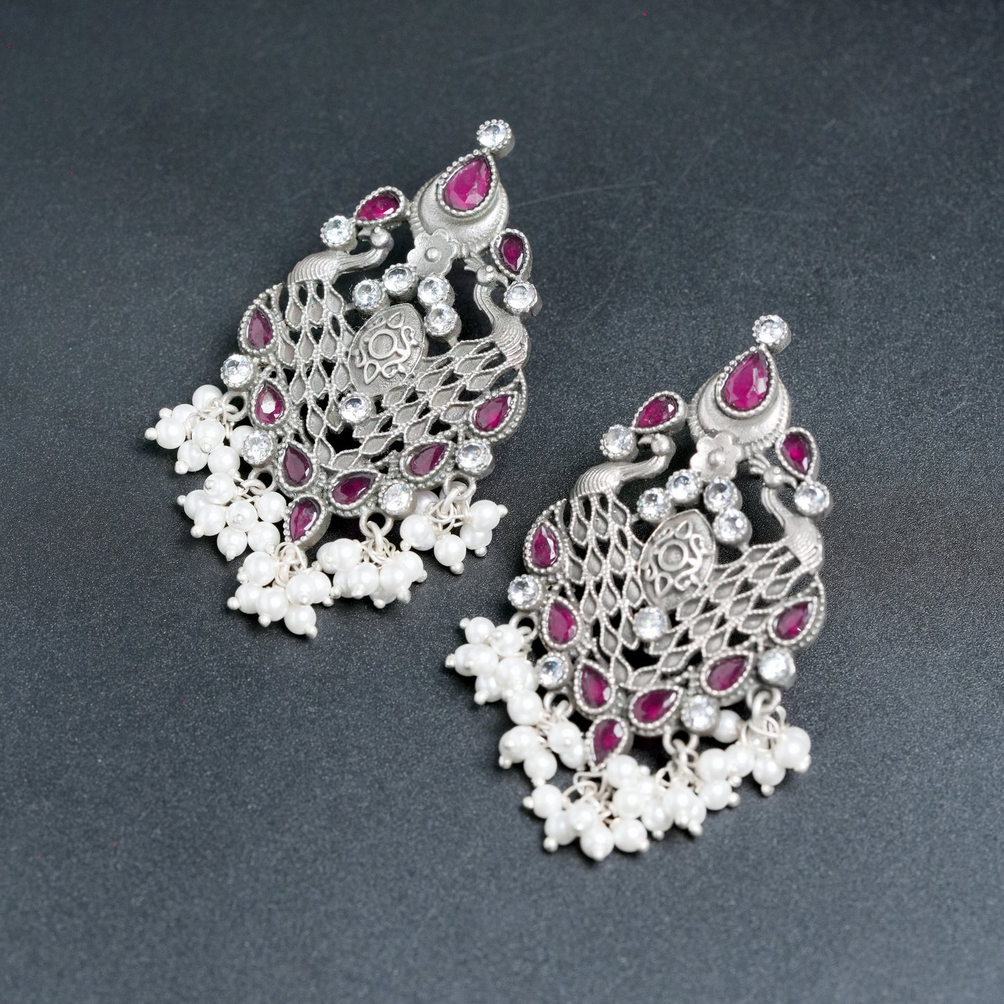 Royal Peacock Pearl Drop Earrings