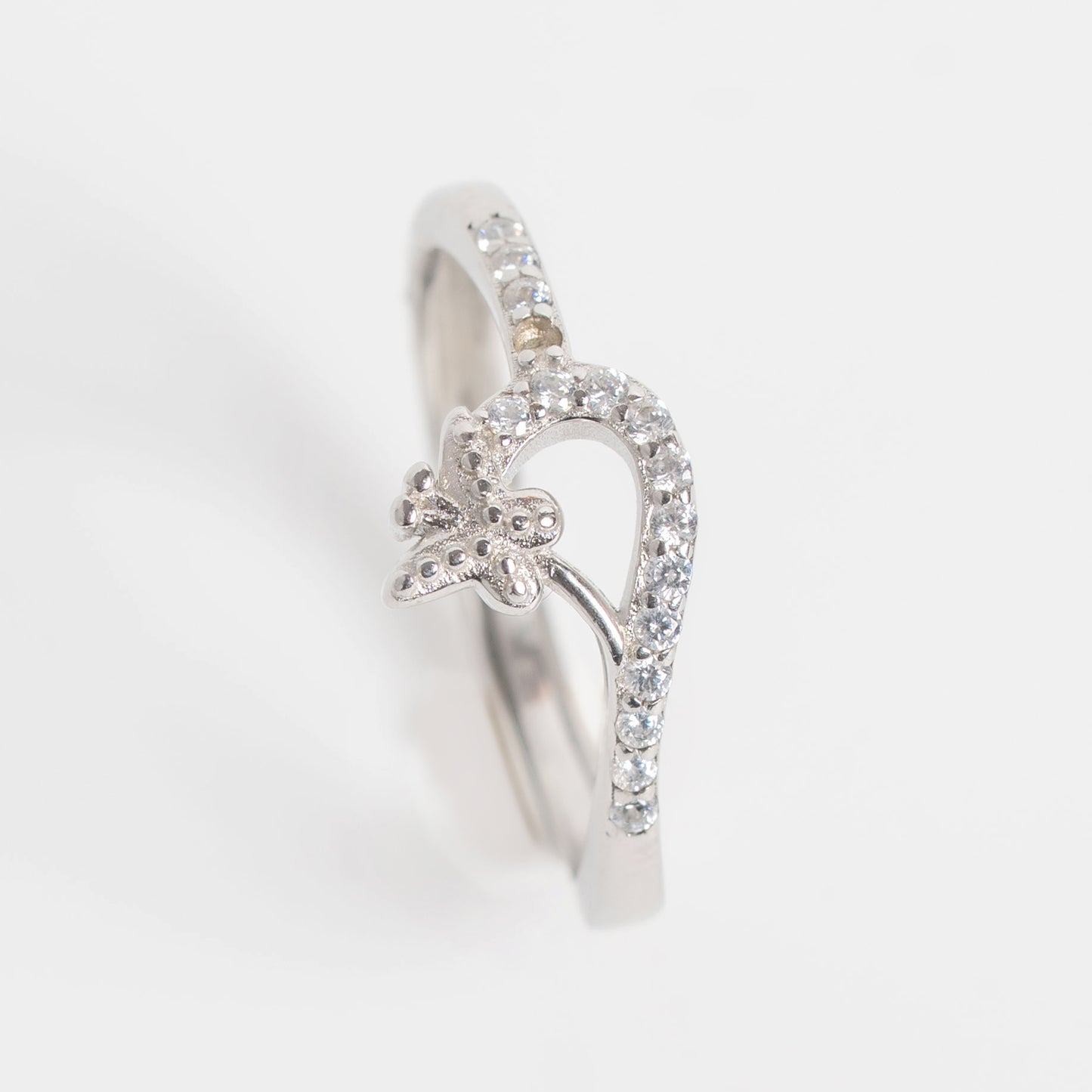 Elegant Butterfly Curve Silver Ring for Women