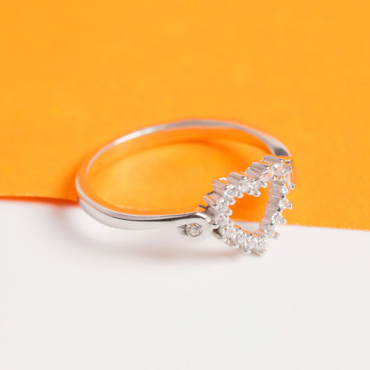 Elegant Heart Halo Silver Ring for Women