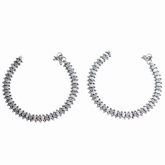 Heritage Leaf Fringe Silver Anklet