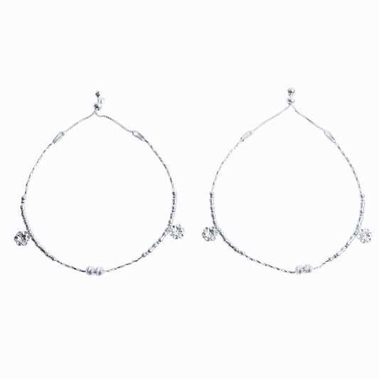 Graceful Blossom Bead Silver Anklet