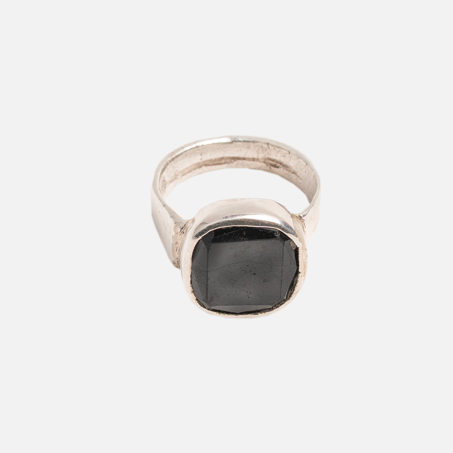 Silver Black Onyx Statement Ring for Women | Classic Cushion-Cut Stone in 925 Silver