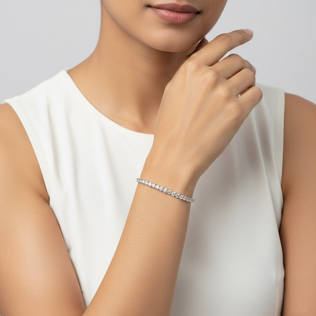 Classic Diamond-Style Silver Tennis Bracelet