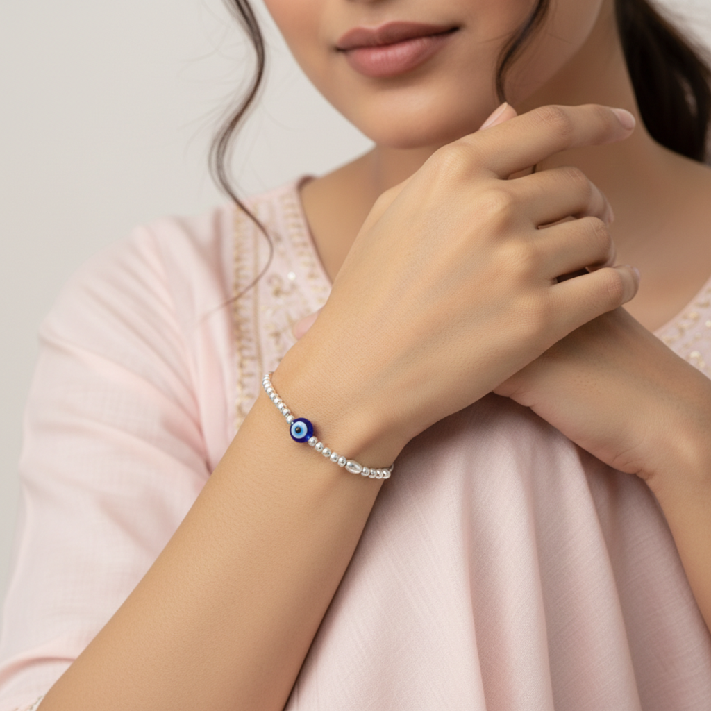 Blue Evil Eye Silver Bracelet