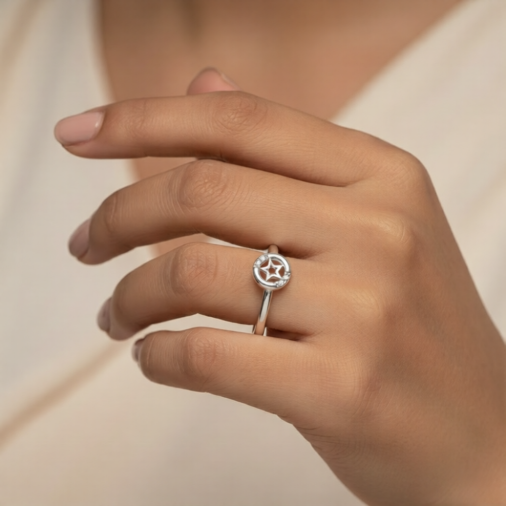 Celestial Star 925 Silver Zircon Ring