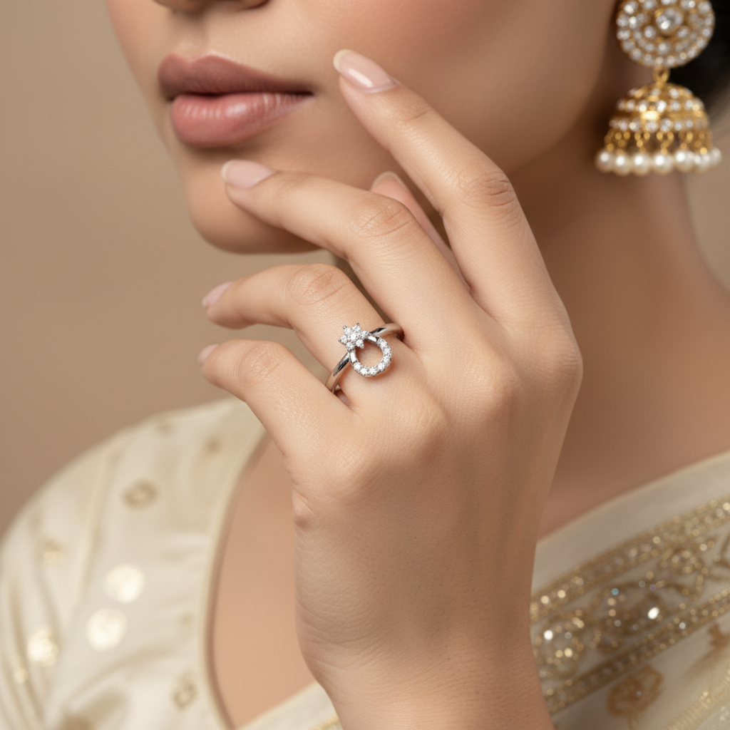 Floral Halo Drop Ring