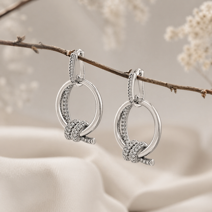 Knot Hoop Drop Earrings
