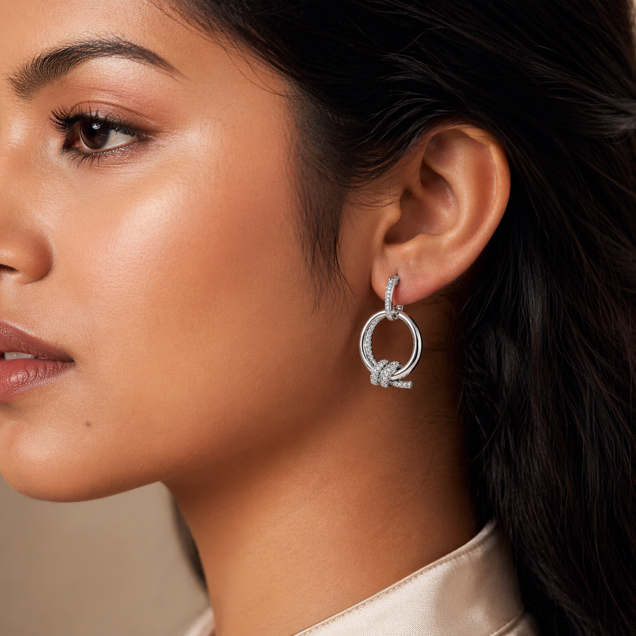 Knot Hoop Drop Earrings