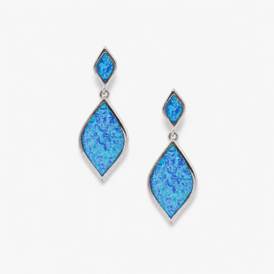 925 Sterling Silver Blue Opal Drop Earrings