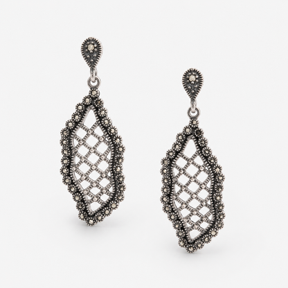 Vintage Oxidised Leaf Drop Earrings