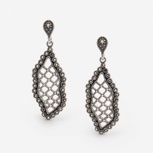 Vintage Oxidised Leaf Drop Earrings