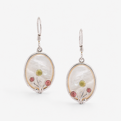 Elegant Mother of Pearl Floral Drop Earrings