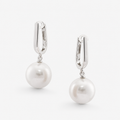 Elegant Pearl Drop Hoop Earrings