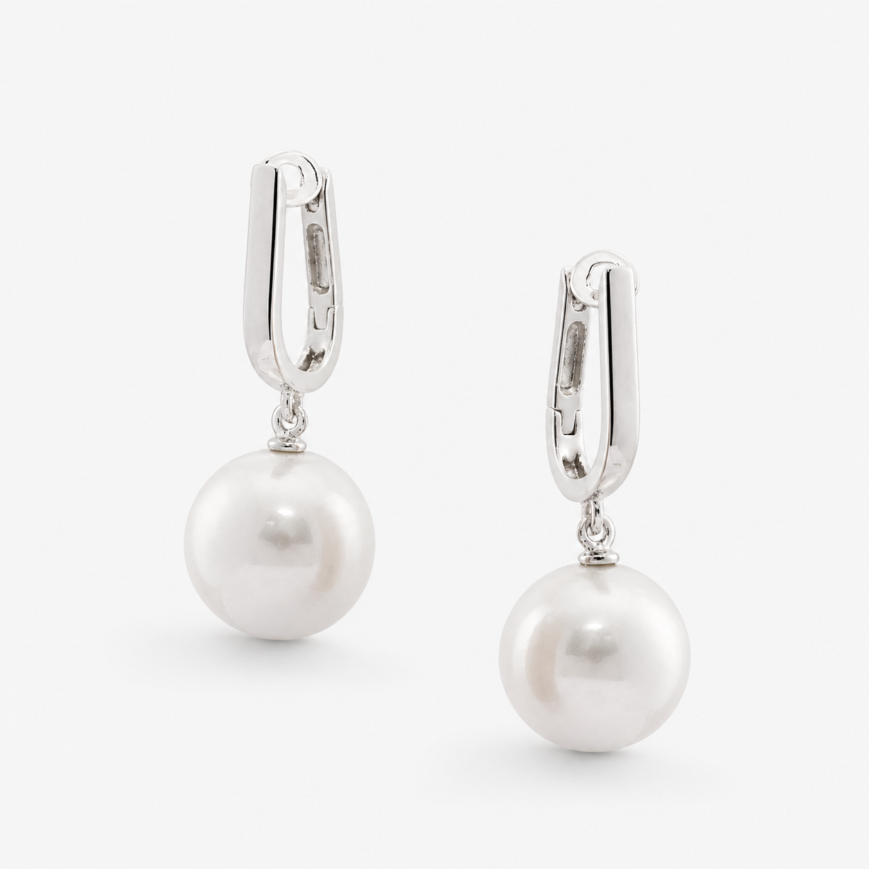 Elegant Pearl Drop Hoop Earrings