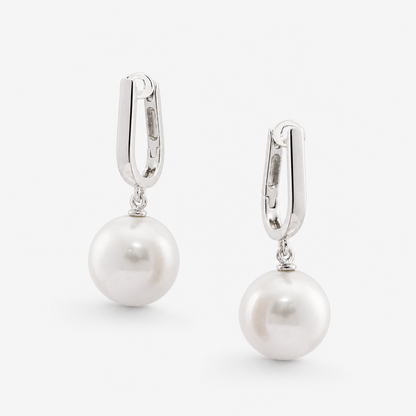 Elegant Pearl Drop Hoop Earrings