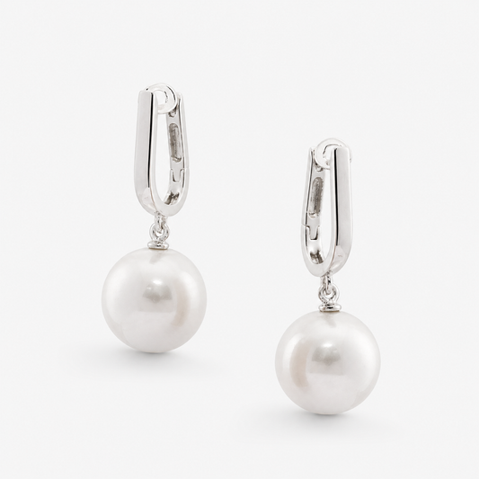 Elegant Pearl Drop Hoop Earrings