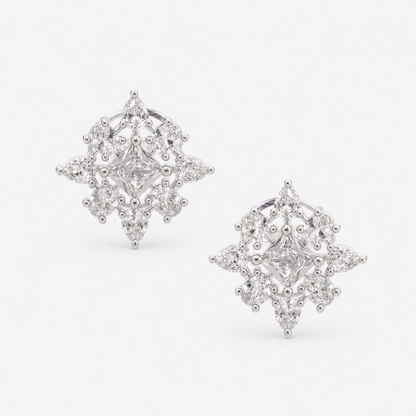 Sparkling CZ Floral Stud Earrings for Women