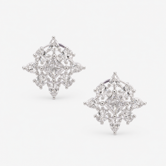 Sparkling CZ Floral Stud Earrings for Women