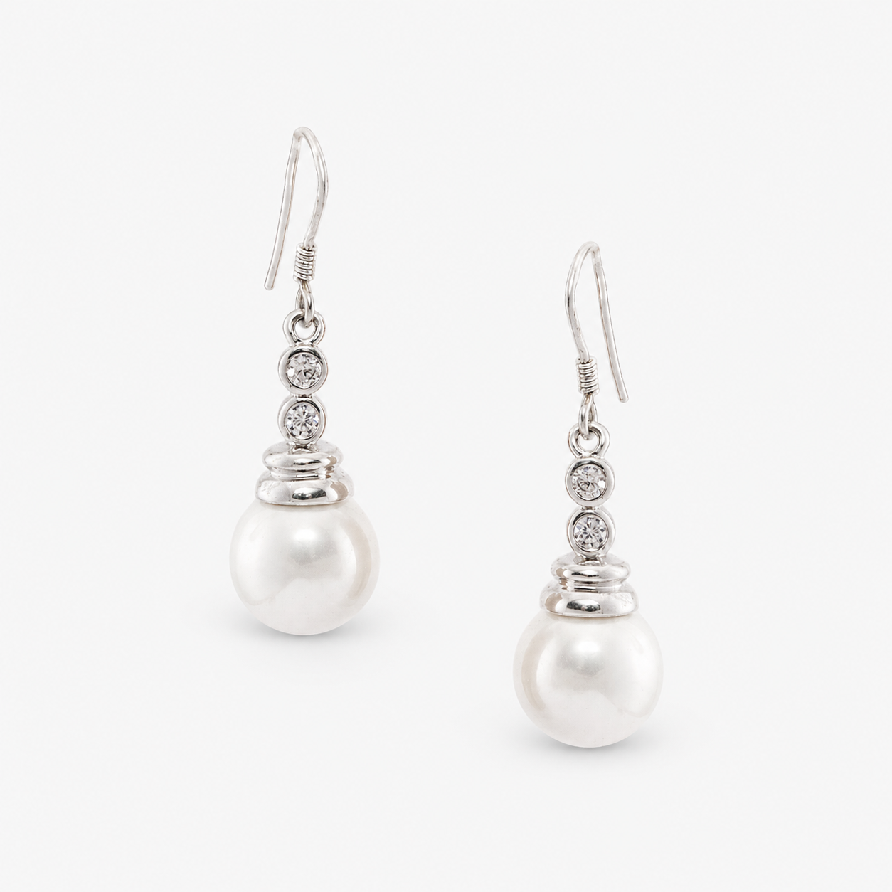 Elegant Pearl Drop Earrings with Crystal Accents for Women