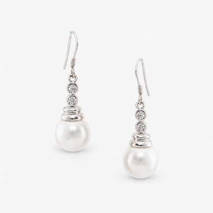 Elegant Pearl Drop Earrings with Crystal Accents for Women
