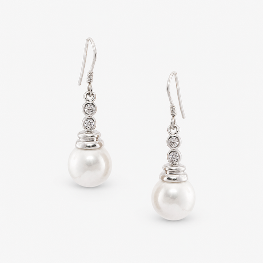 Elegant Pearl Drop Earrings with Crystal Accents for Women