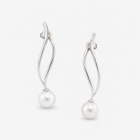 Minimal Pearl Drop Long Earrings for Women