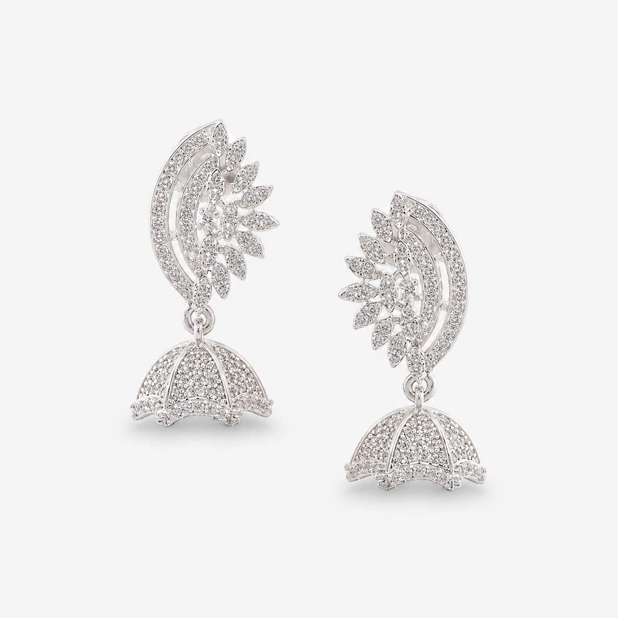 Sparkling CZ Sunburst Jhumka Earrings for Women