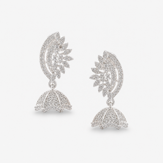 Sparkling CZ Sunburst Jhumka Earrings for Women