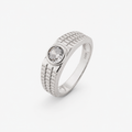 925 Sterling Silver Textured Solitaire Ring