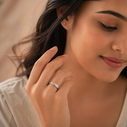 925 Sterling Silver Textured Solitaire Ring