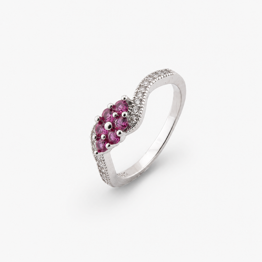 925 Sterling Silver Pink Stone Designer Ring