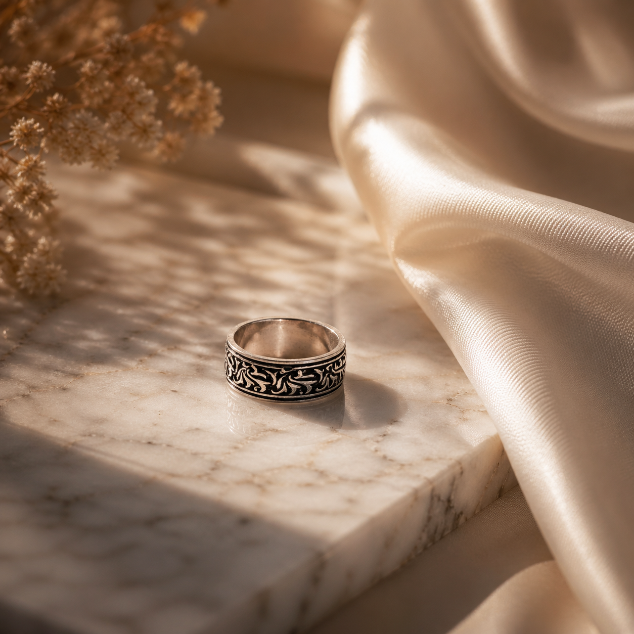 925 Sterling Silver Engraved Band Ring